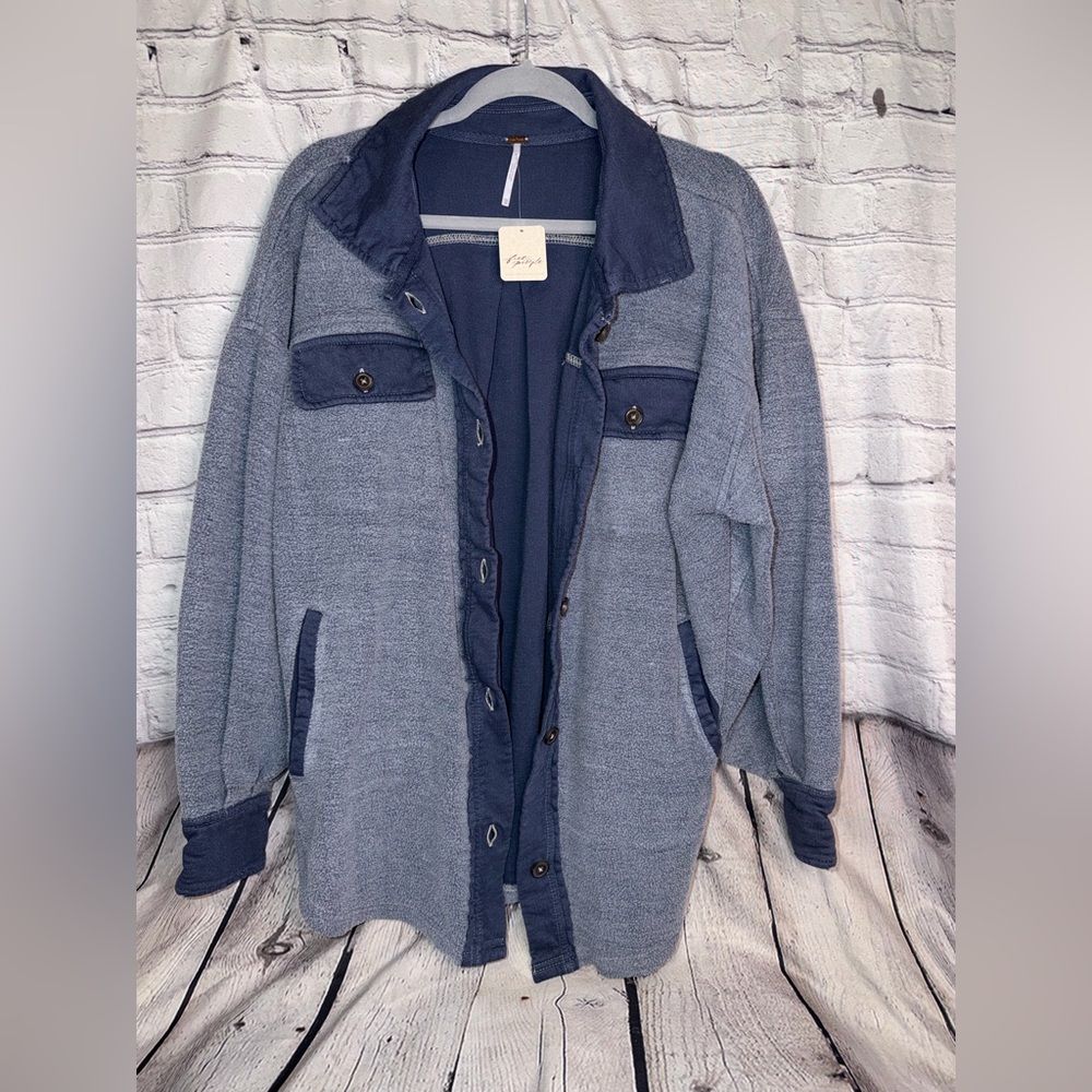 NWT Free People Ruby Shacket - Navy/Oceana Blue - Oversized - XS & Medium - Picture 6 of 17